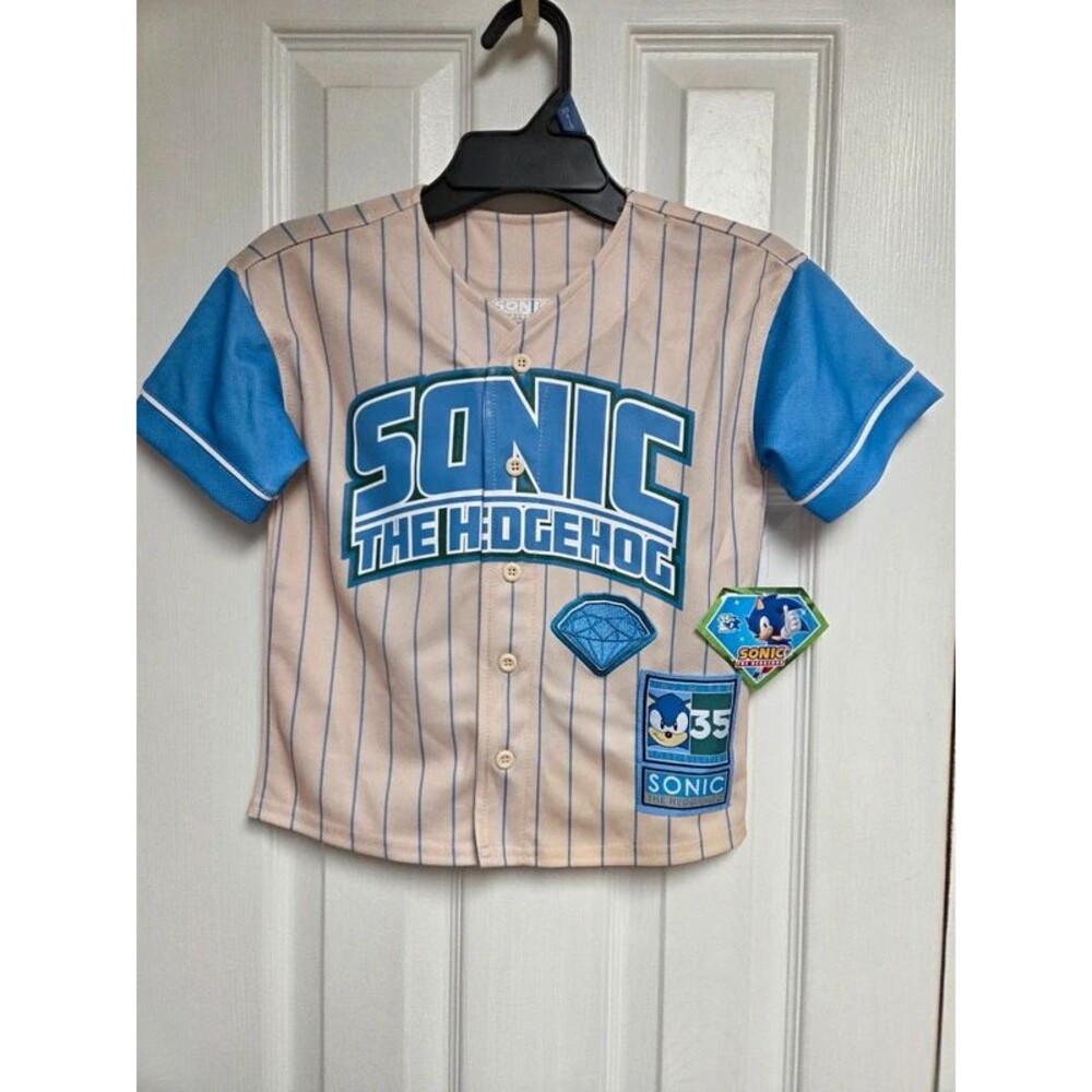 Sonic Hedgehog 35th anniversary boys XS 4-5 baseball jersey style shirt